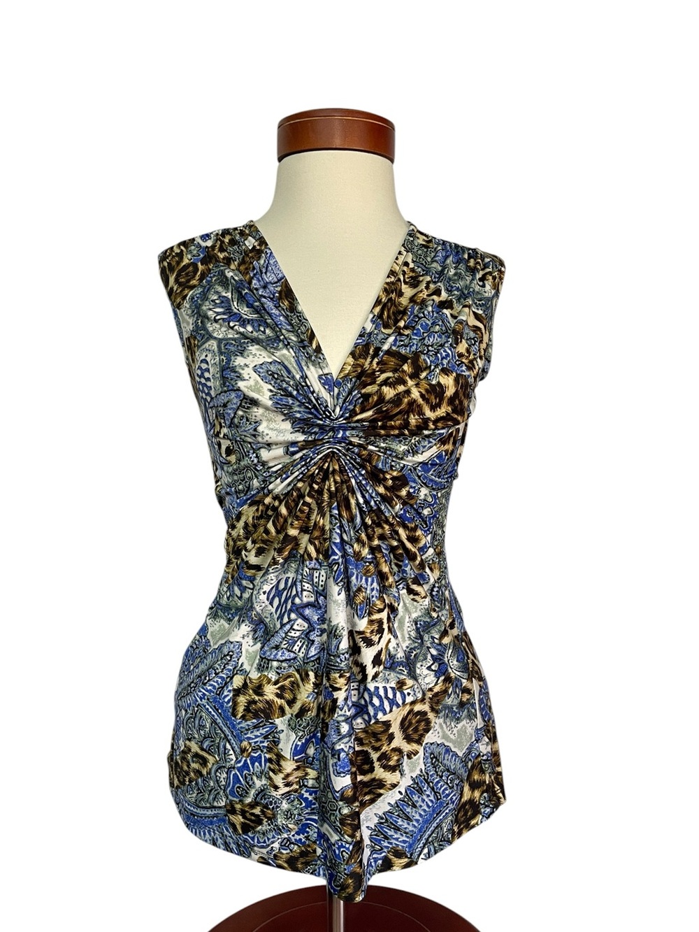 Cache Y2K‎ Bold Printed twist-front tunic top 🐅💙